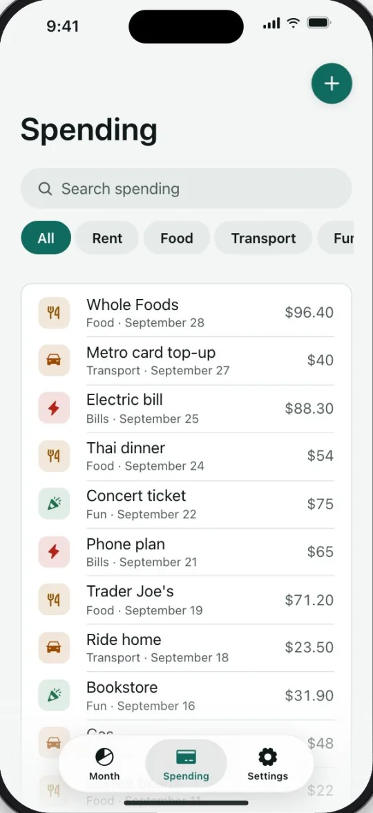 Penny spending screen