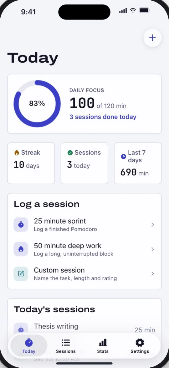 Focus today screen