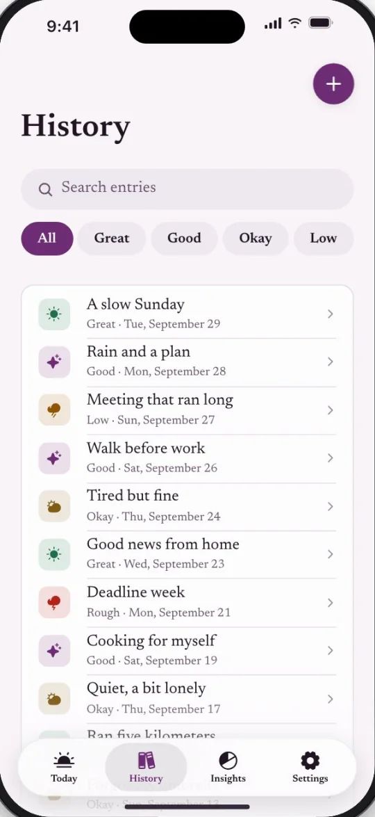 Margin history screen