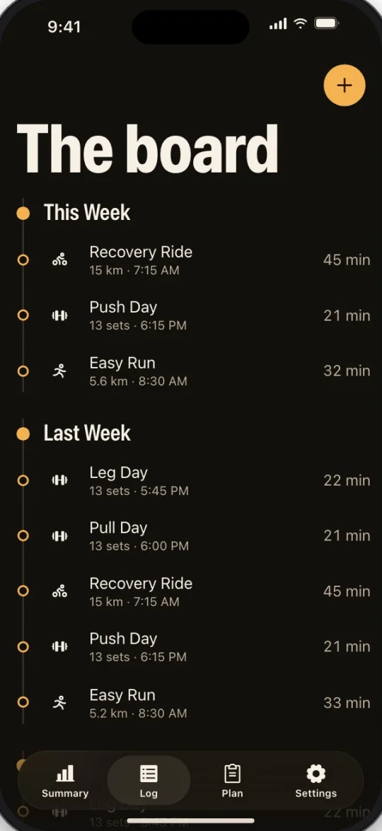 Rep log screen